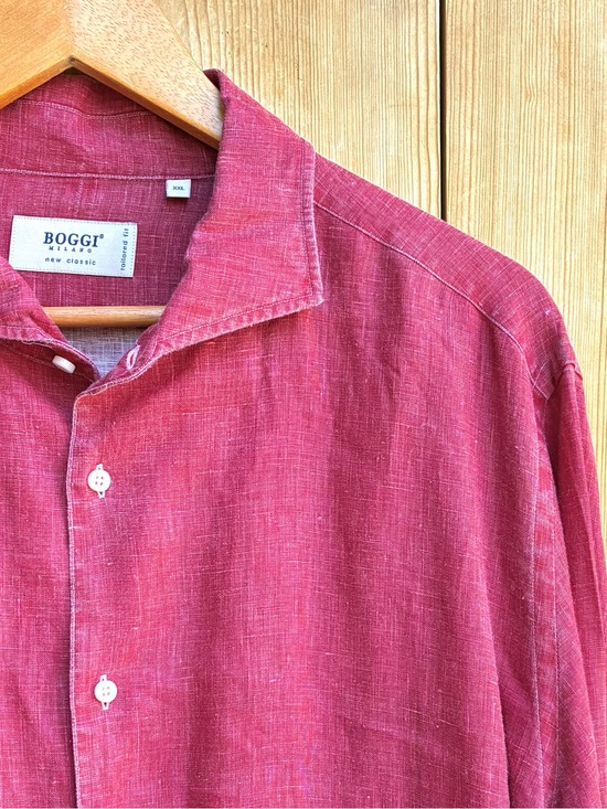 Boggi Milano Other - Boggi Mens Tailored Fit Red Linen Shirt Sz XXL